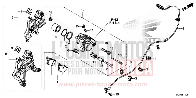 HINTERRAD-BREMSSATTEL von Africa Twin VICTORY RED (R334B) von 2016